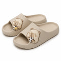 Badeschlappen Größe 40/41 aus EVA Beige mit Bärenmotiv rutschhemmend