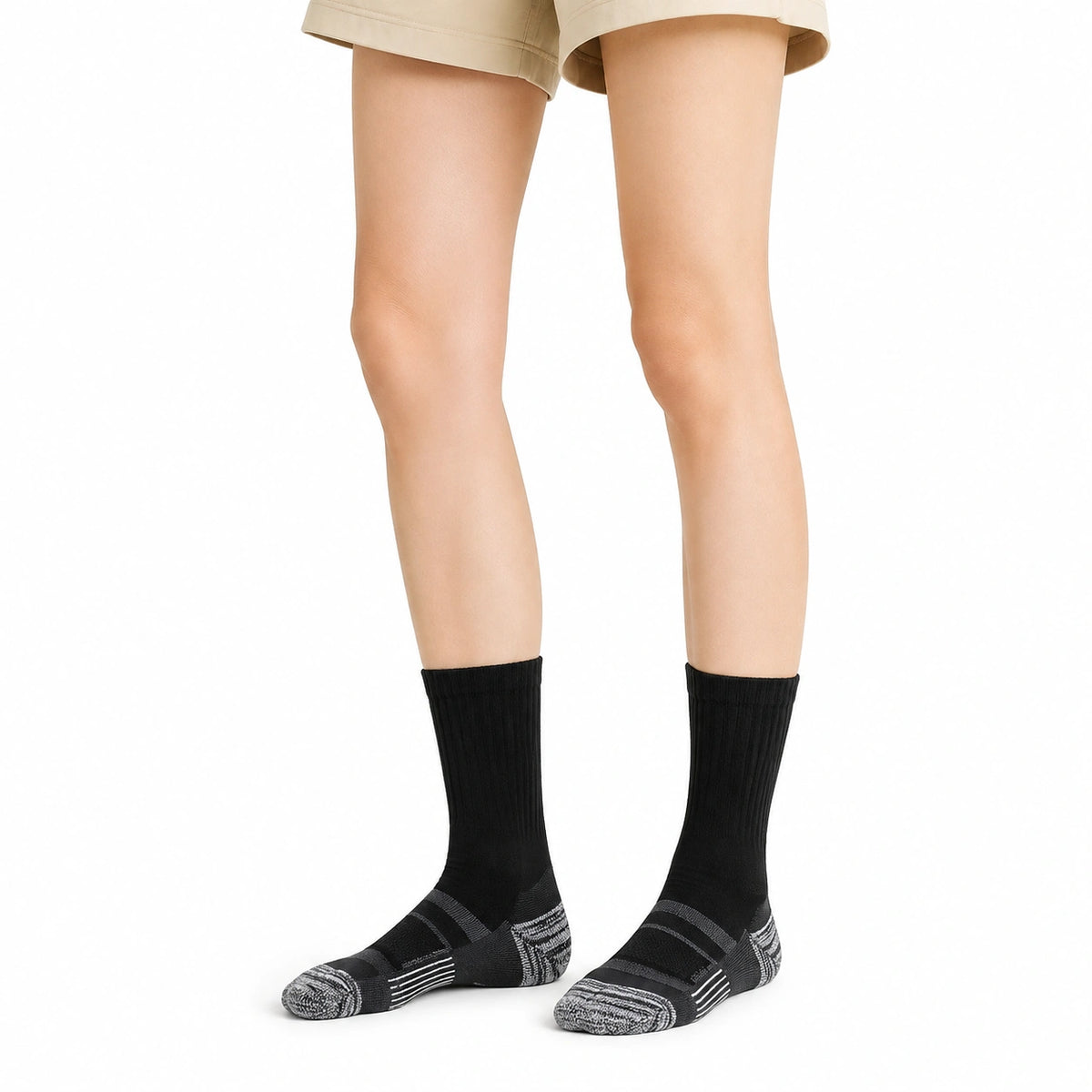 Sportsocken Größe 35-38 Schwarz Grau gerippt atmungsaktiv