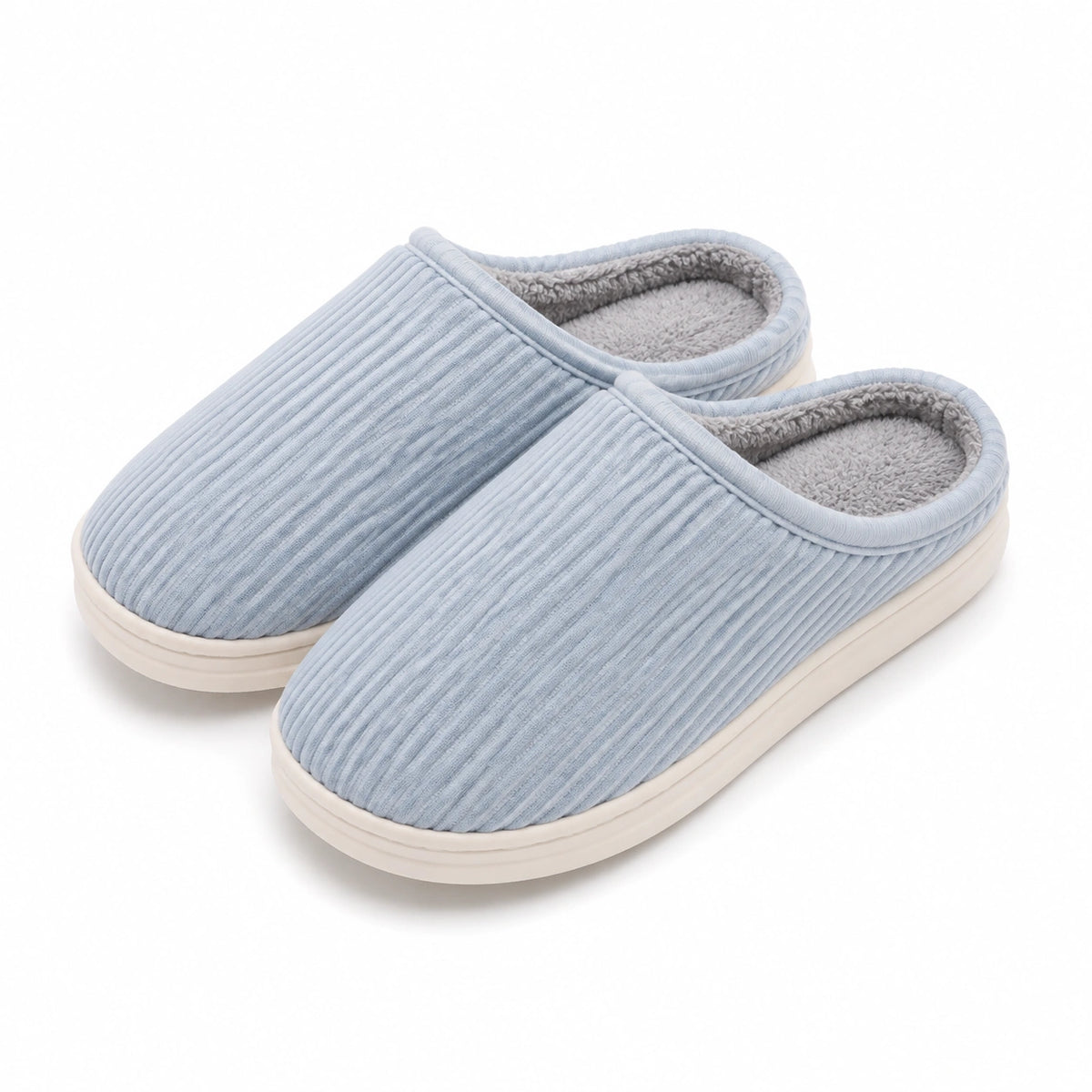 Hausschuhe Größe 40/41 aus Textil Hellblau mit Plüschfutter