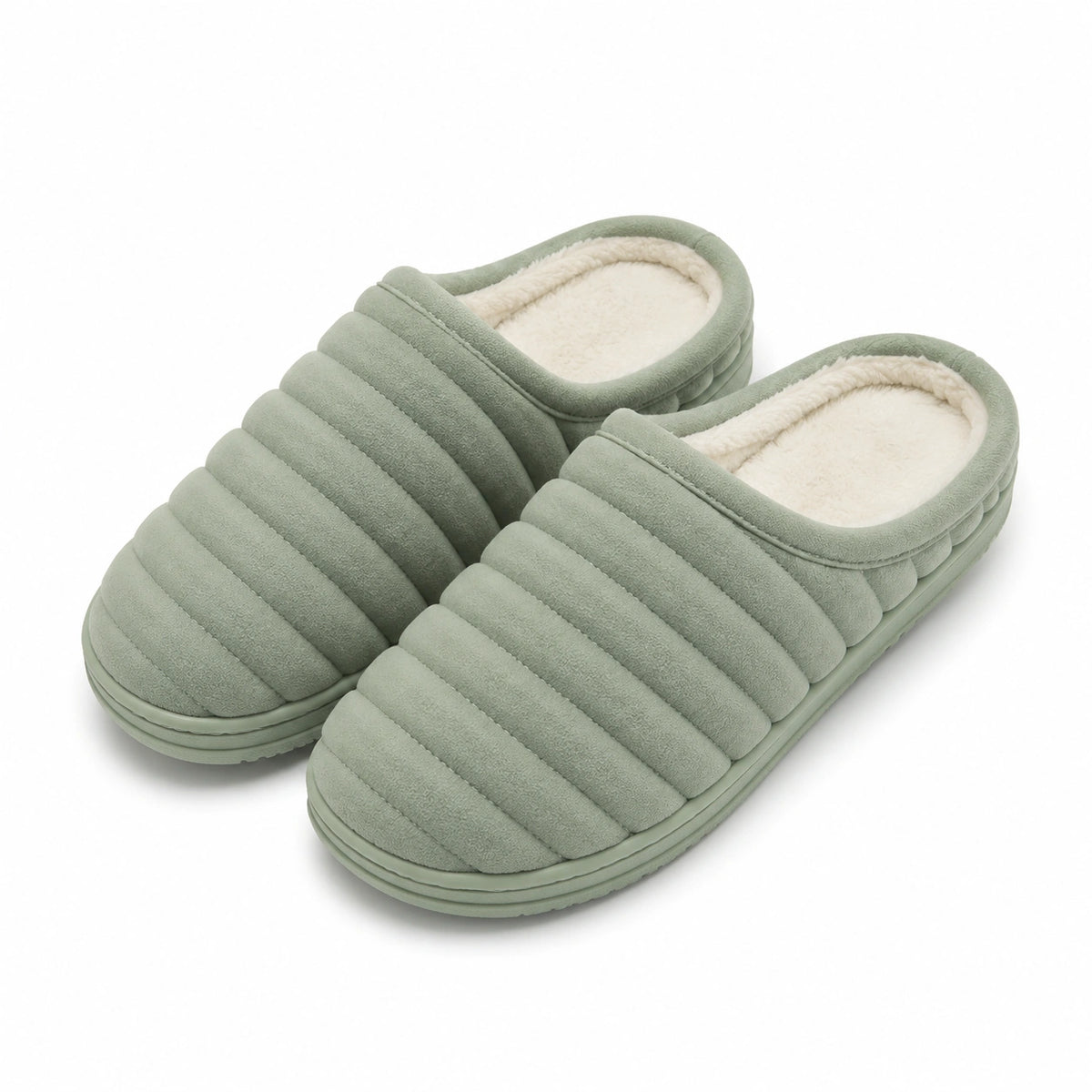 Hausschuhe Größe 40/41 aus Textil in Salbeigrün mit Warmfutter