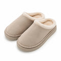 Hausschuhe Größe 40/41 Beige Textil mit Kunstfellfutter Geschlossen