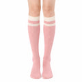 Kniestrümpfe Größe 35-38 rosa cremefarbener Textilstrick im Sportstil