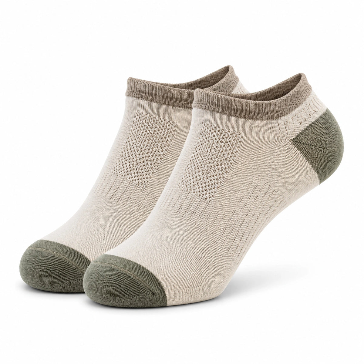 Sneakersocken 35-38 aus Textil in Creme Olivgrün mit Mesh-Strick