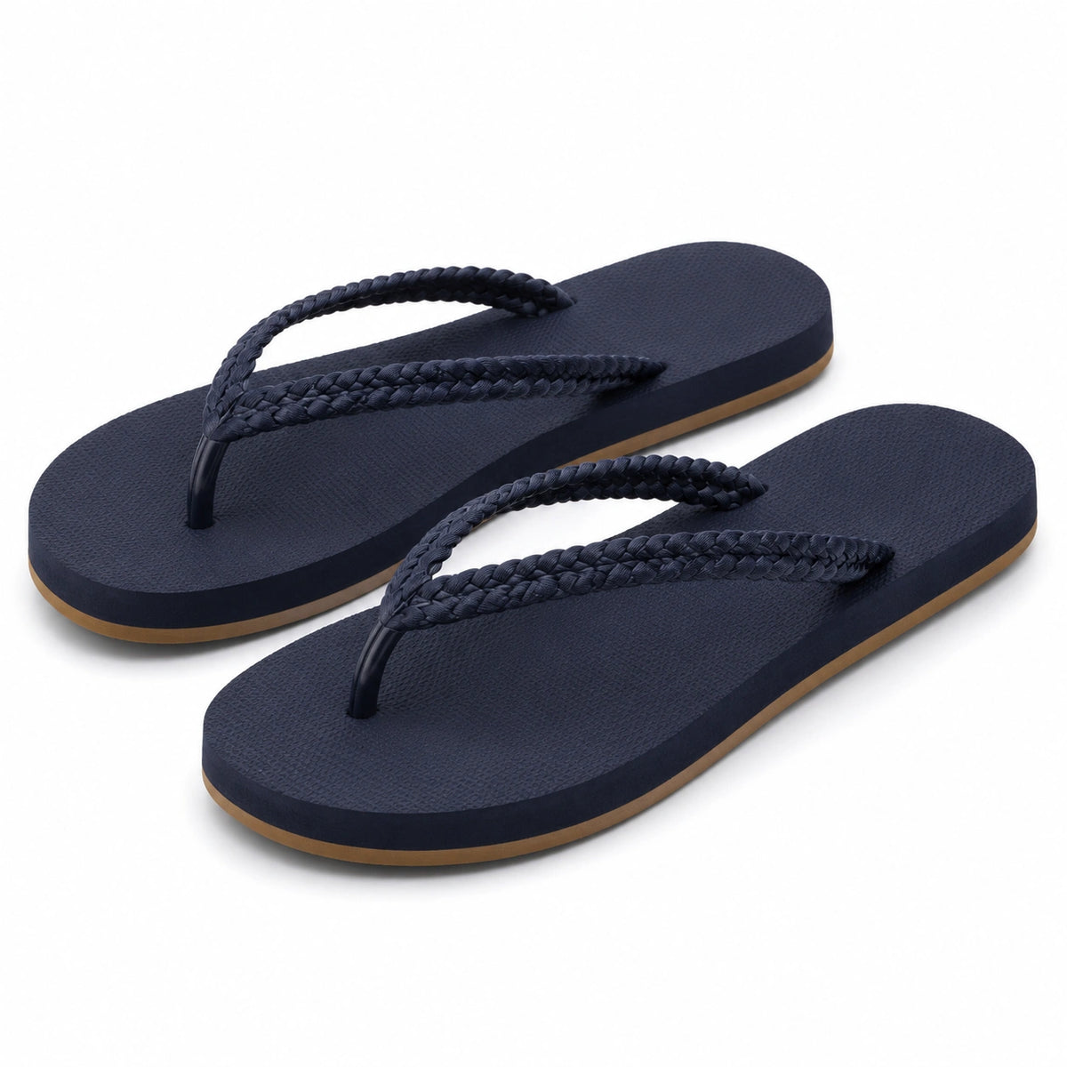 Zehentrenner Damen 38/39 Textil Dunkelblau Geflochtene Riemen Sommer
